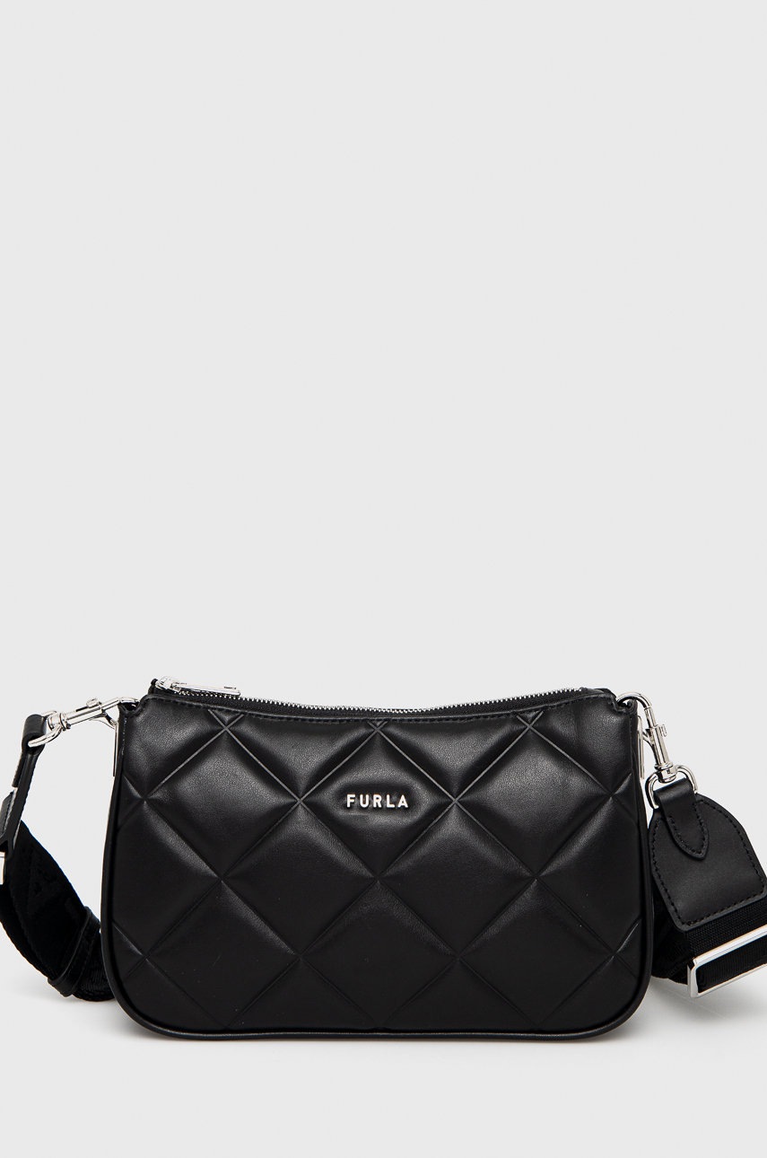 

Кожена чанта Furla в черно, Черен