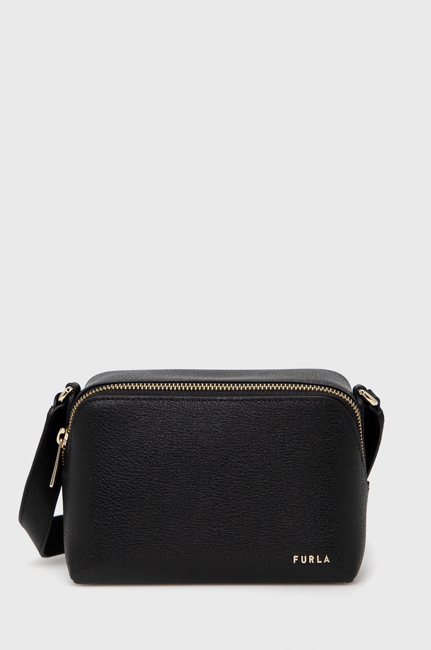 

Кожена чанта Furla Amica Mini в черно, Черен