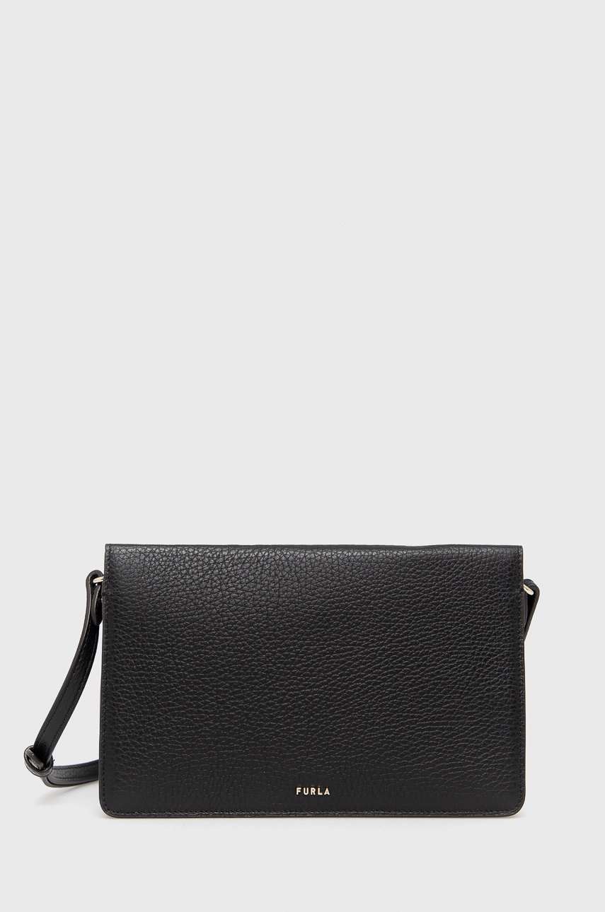 

Кожена чанта Furla Babylon в черно, Черен