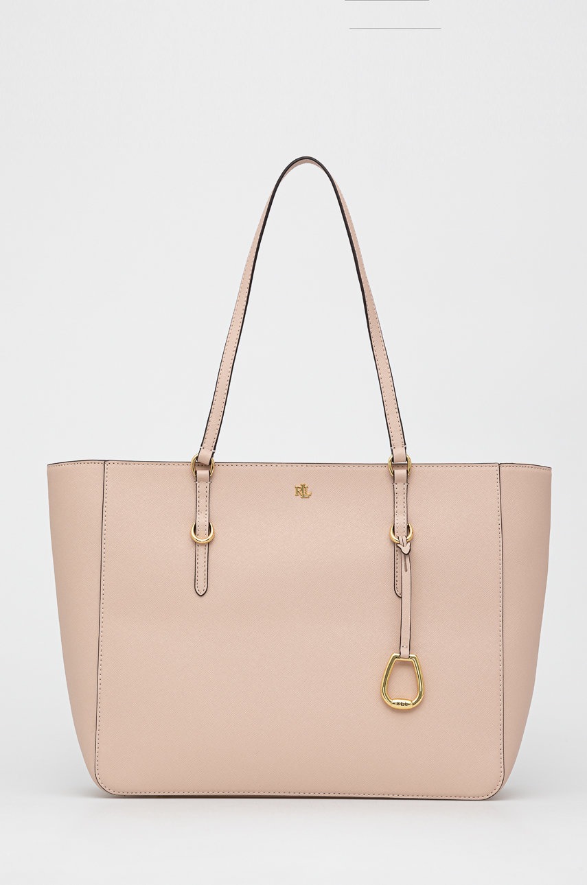 

Кожена чанта Lauren Ralph Lauren в розово, Розов