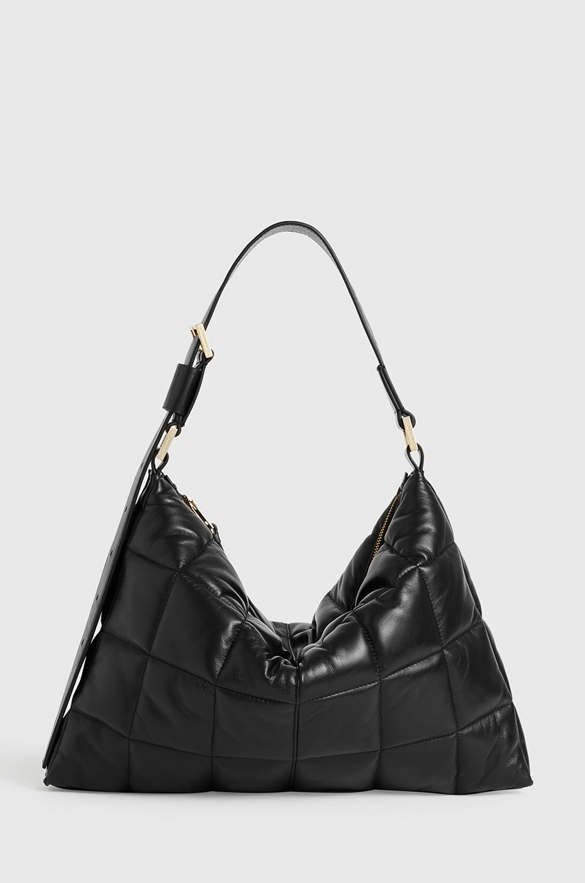

Кожена чанта AllSaints в черно, Черен