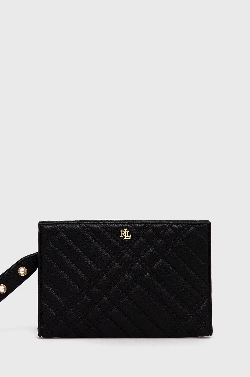 

Кожен клъч Lauren Ralph Lauren в черно, Черен