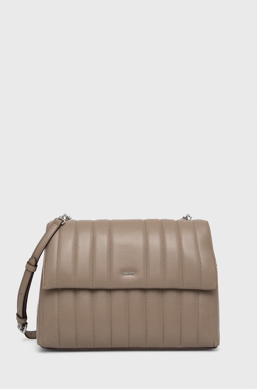 

Кожена чанта Dkny в кафяво, Кафяв