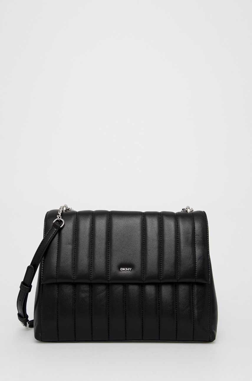 

Кожена чанта Dkny в черно, Черен