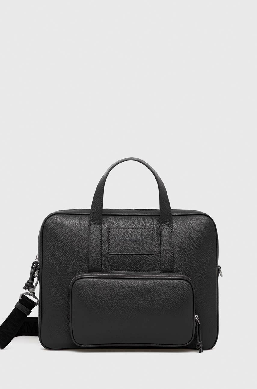 

Шкіряна сумка Emporio Armani колір сірий