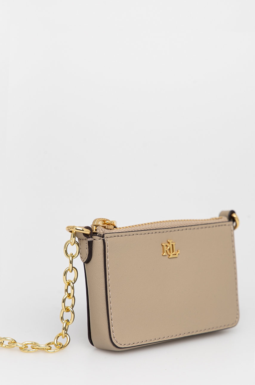 

Шкіряний гаманець Lauren Ralph Lauren колір бежевий