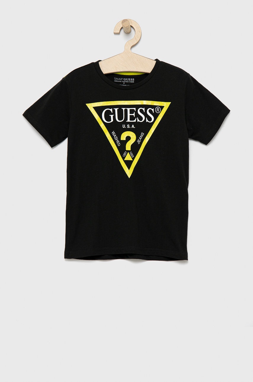 

Guess - Детска памучна тениска, Зелен