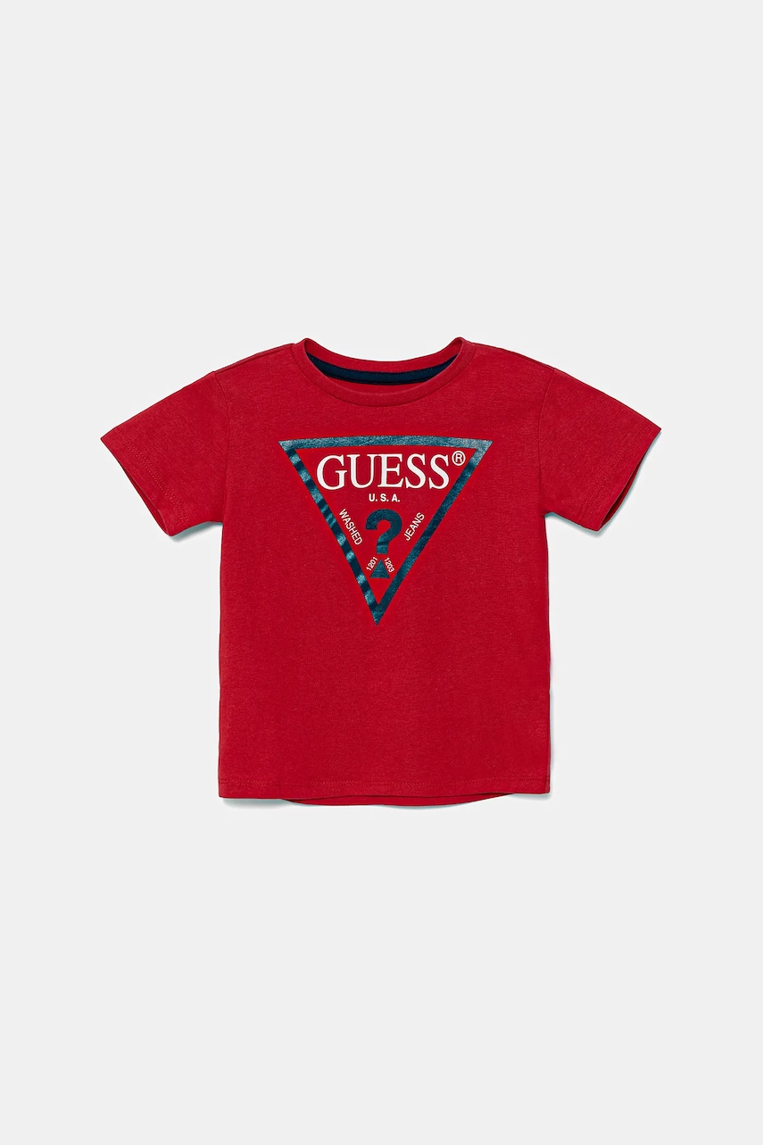 Dětské tričko Guess červená barva, melanžové