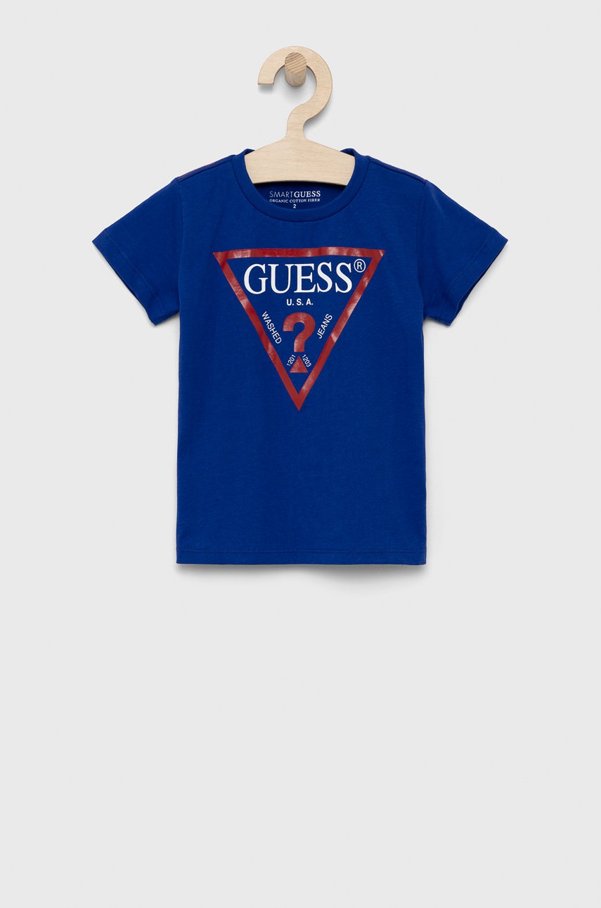 

Детска тениска Guess меланж на, Син