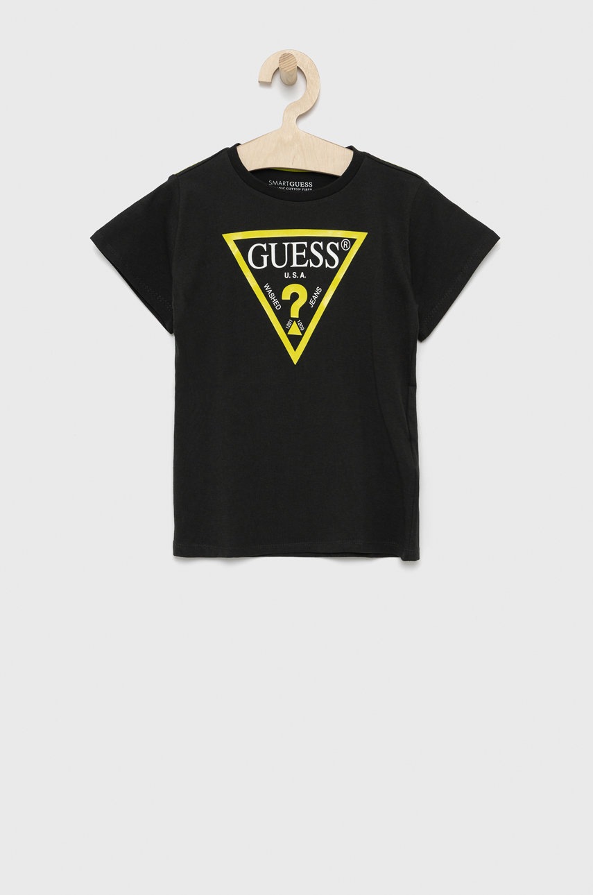 

Детска тениска Guess в меланж на зелено, Зелен