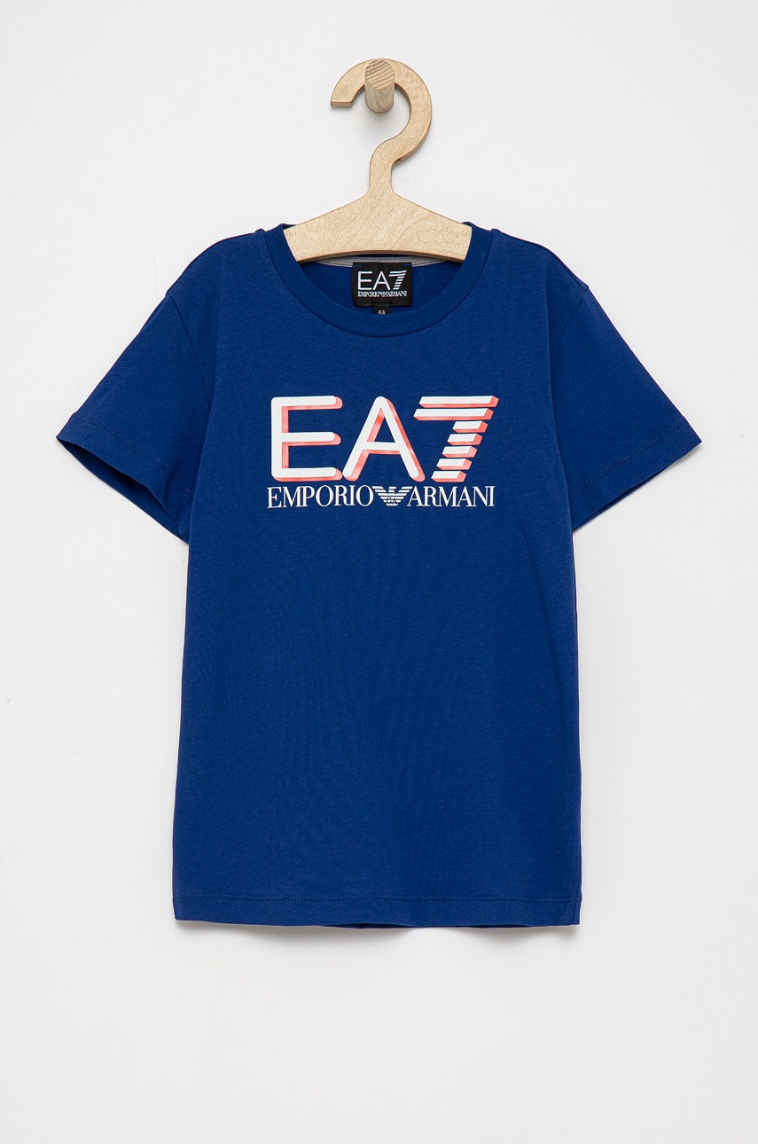 

Детска тениска EA7 Emporio Armani в тъмносиньо с принт, Тъмносин