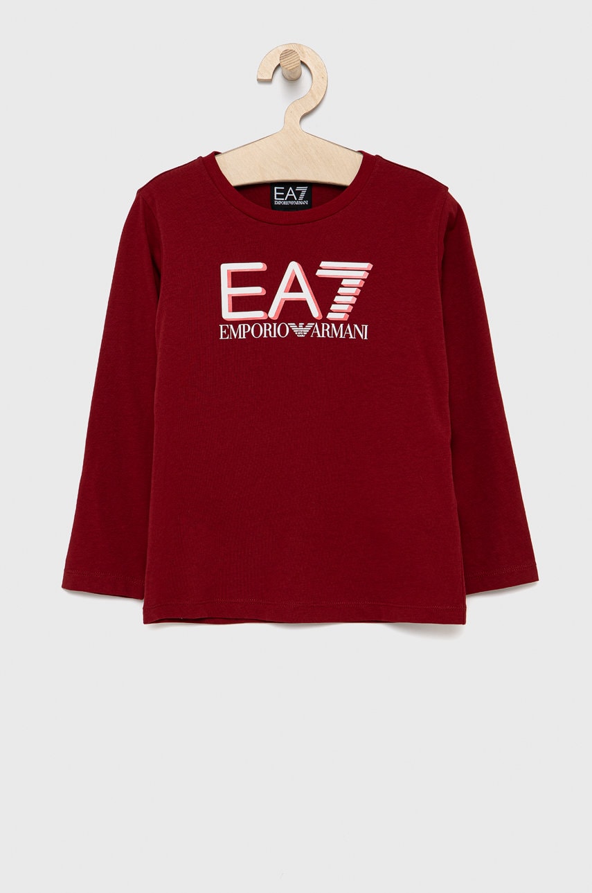 EA7 Emporio Armani longsleeve copii culoarea rosu, cu imprimeu