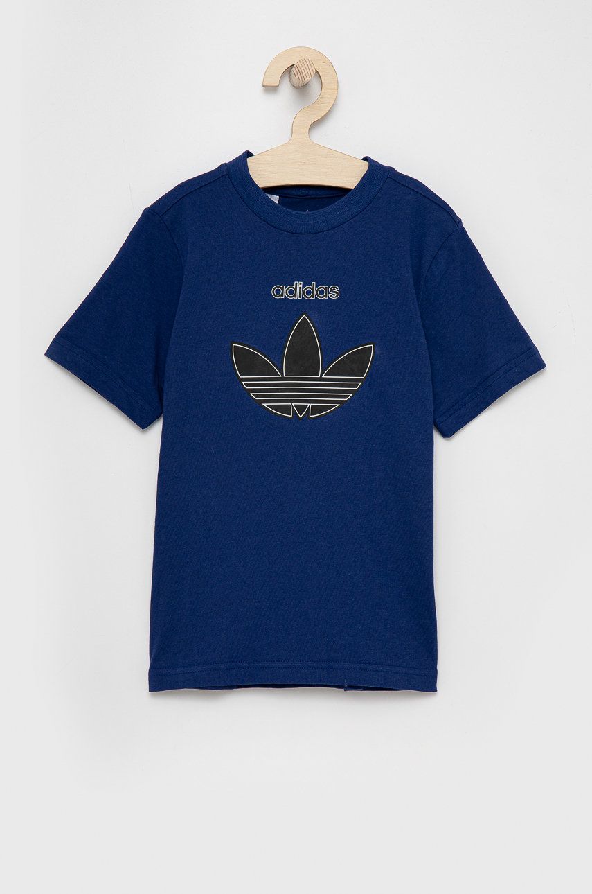 adidas Originals T-shirt bawełniany dziecięcy kolor granatowy z nadrukiem