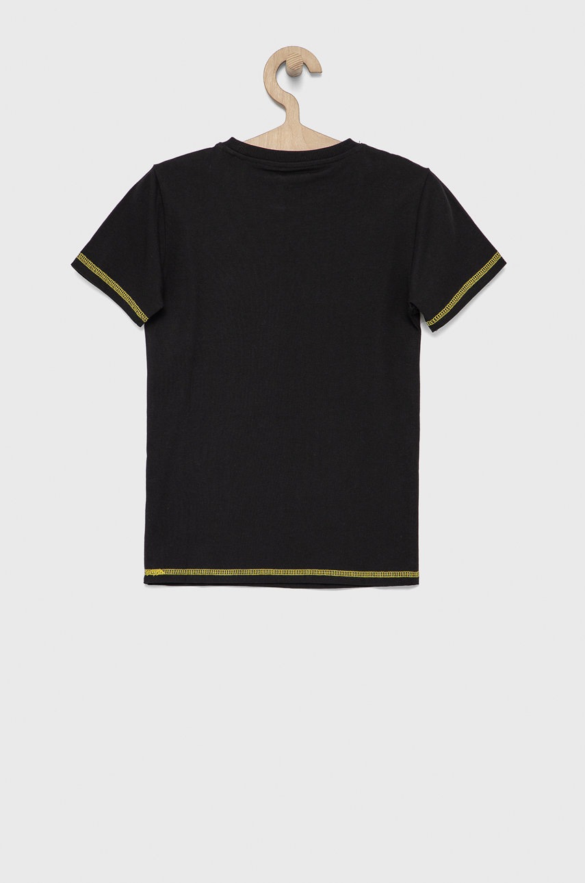 

Детская хлопковая футболка Guess цвет чёрный с принтом