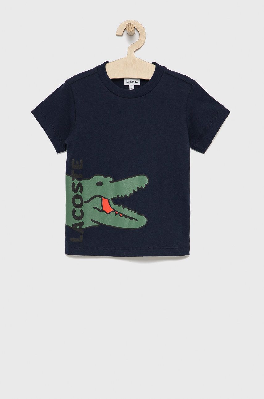 Lacoste Tricou de bumbac pentru copii culoarea albastru marin, cu imprimeu