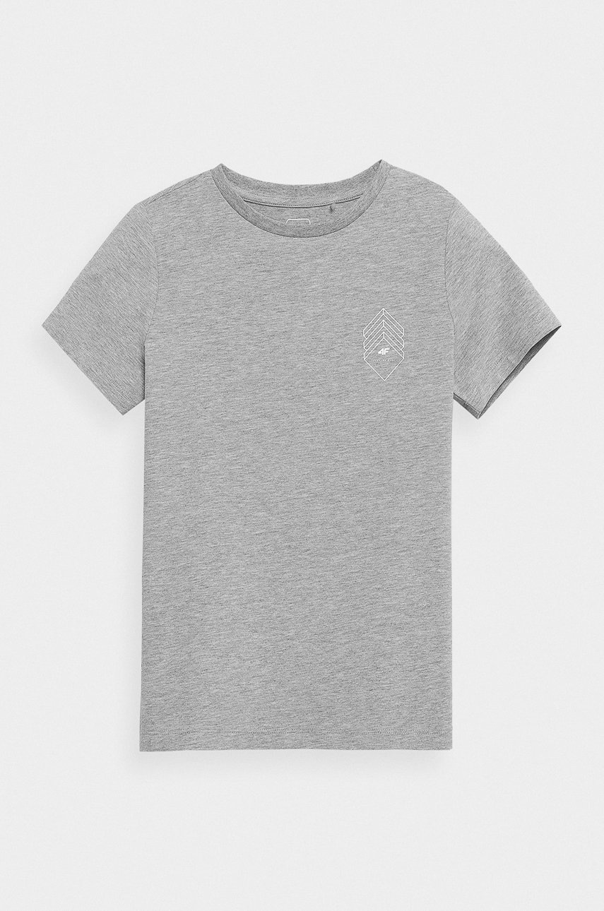 

Детска тениска 4F в сиво с принт, Сив