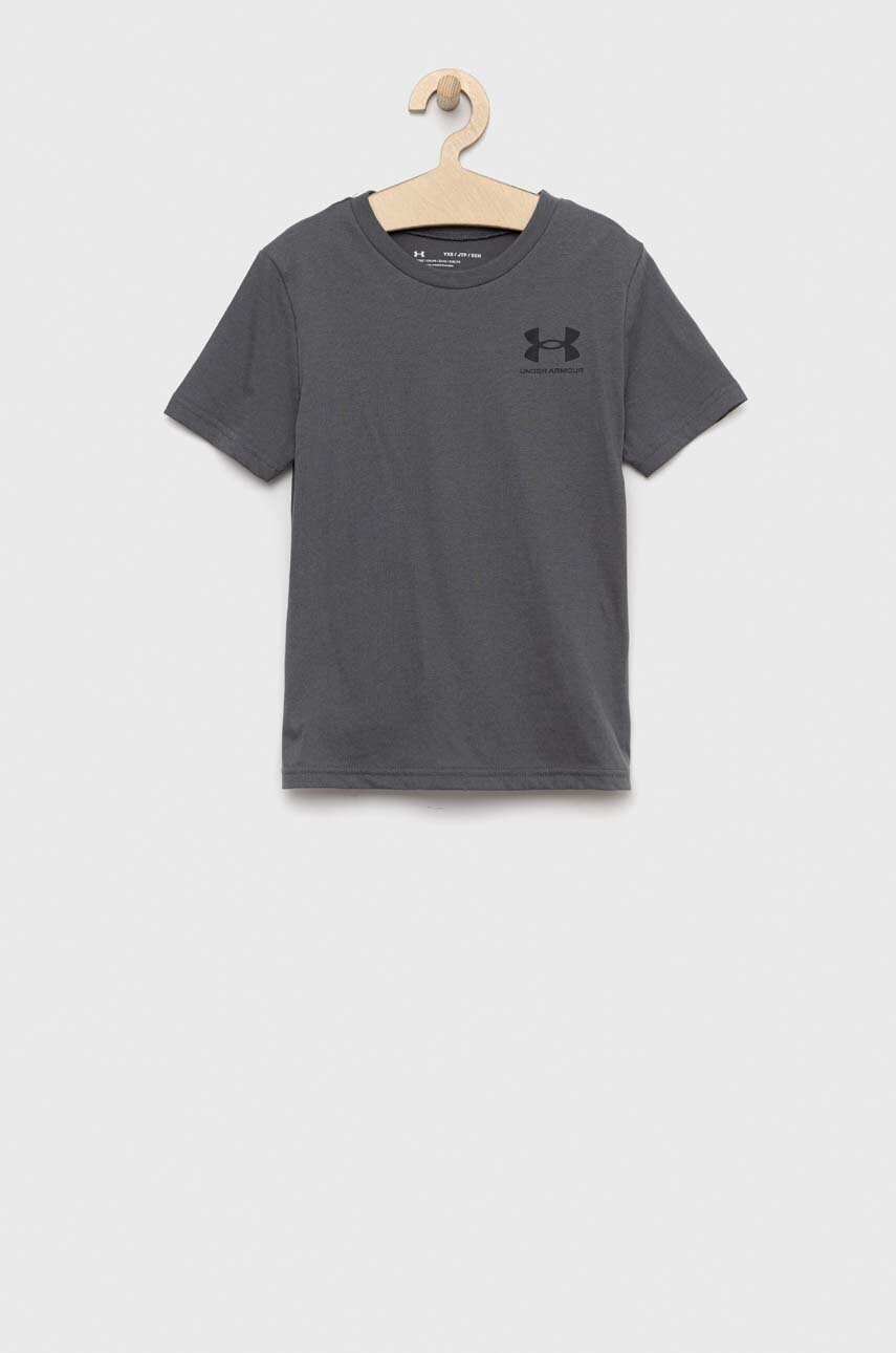 Дитяча футболка Under Armour колір сірий однотонний Дитяча футболка Under Armour колір сірий однотонний