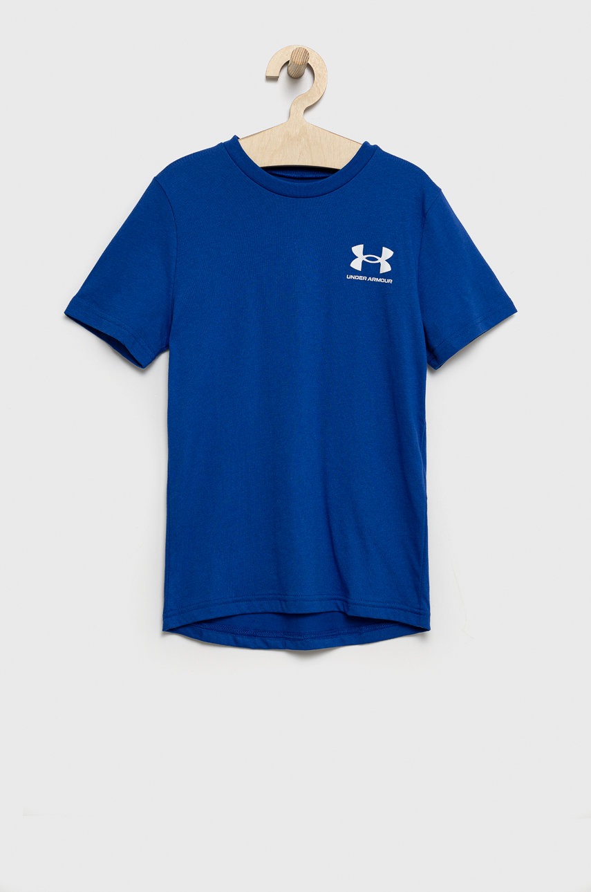 

Детска тениска Under Armour в синьо с изчистен дизайн, Син