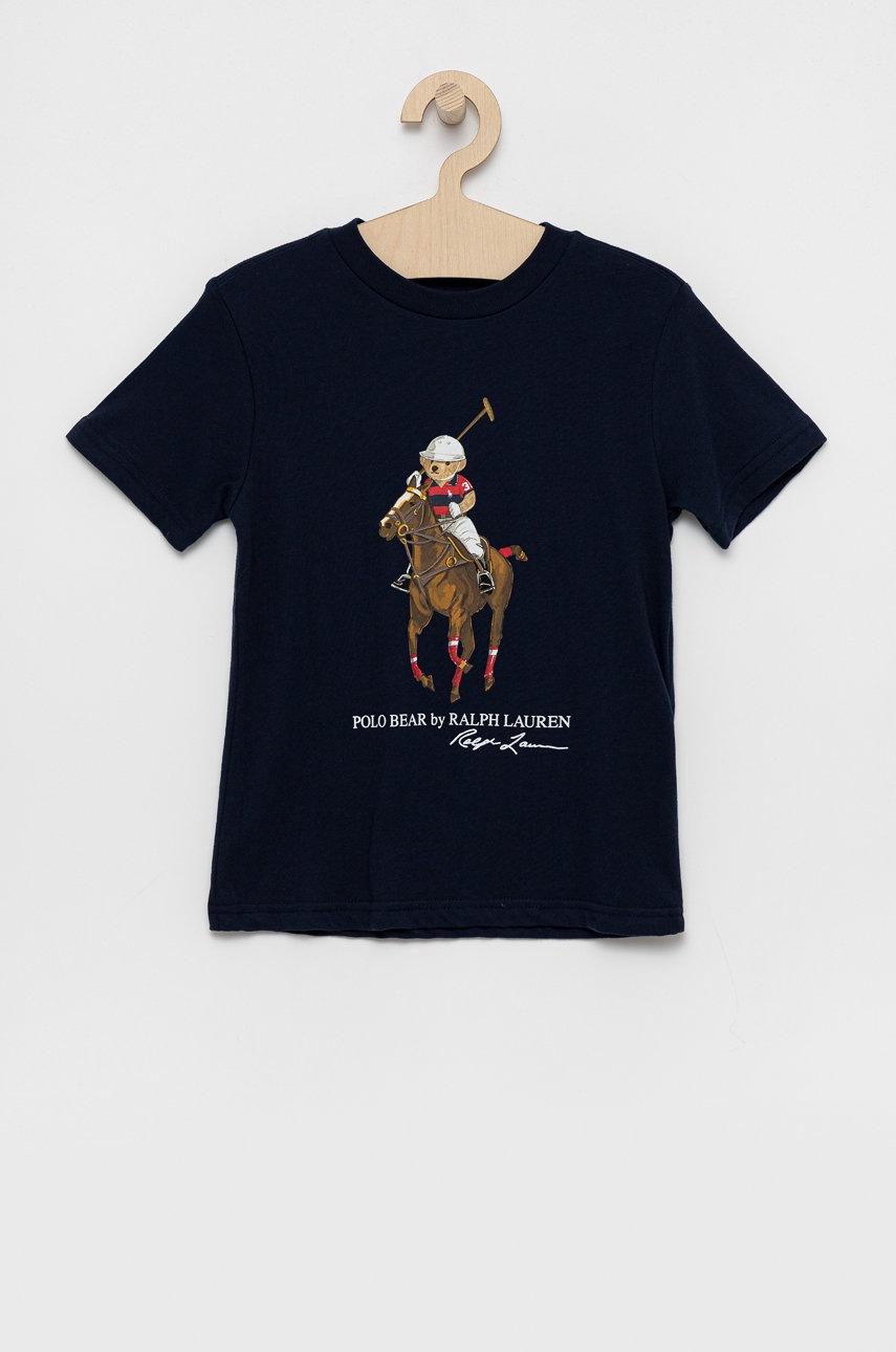 

Детска памучна тениска Polo Ralph Lauren в тъмносиньо с принт, Тъмносин