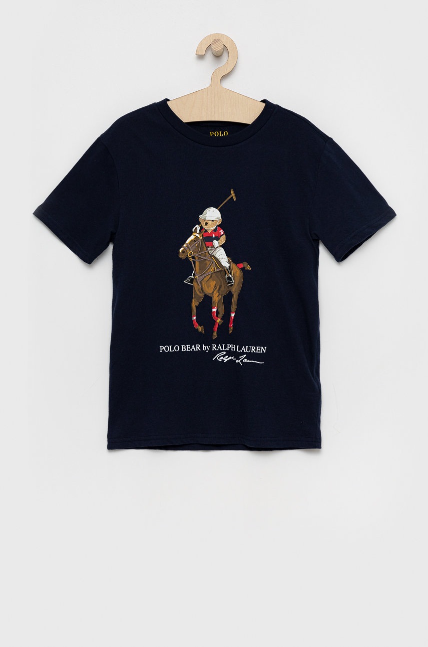 

Детска памучна тениска Polo Ralph Lauren в тъмносиньо с принт, Тъмносин
