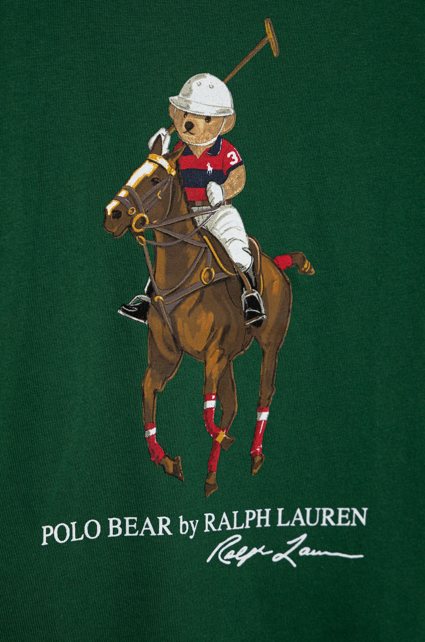 

Дитяча бавовняна футболка Polo Ralph Lauren колір зелений з принтом