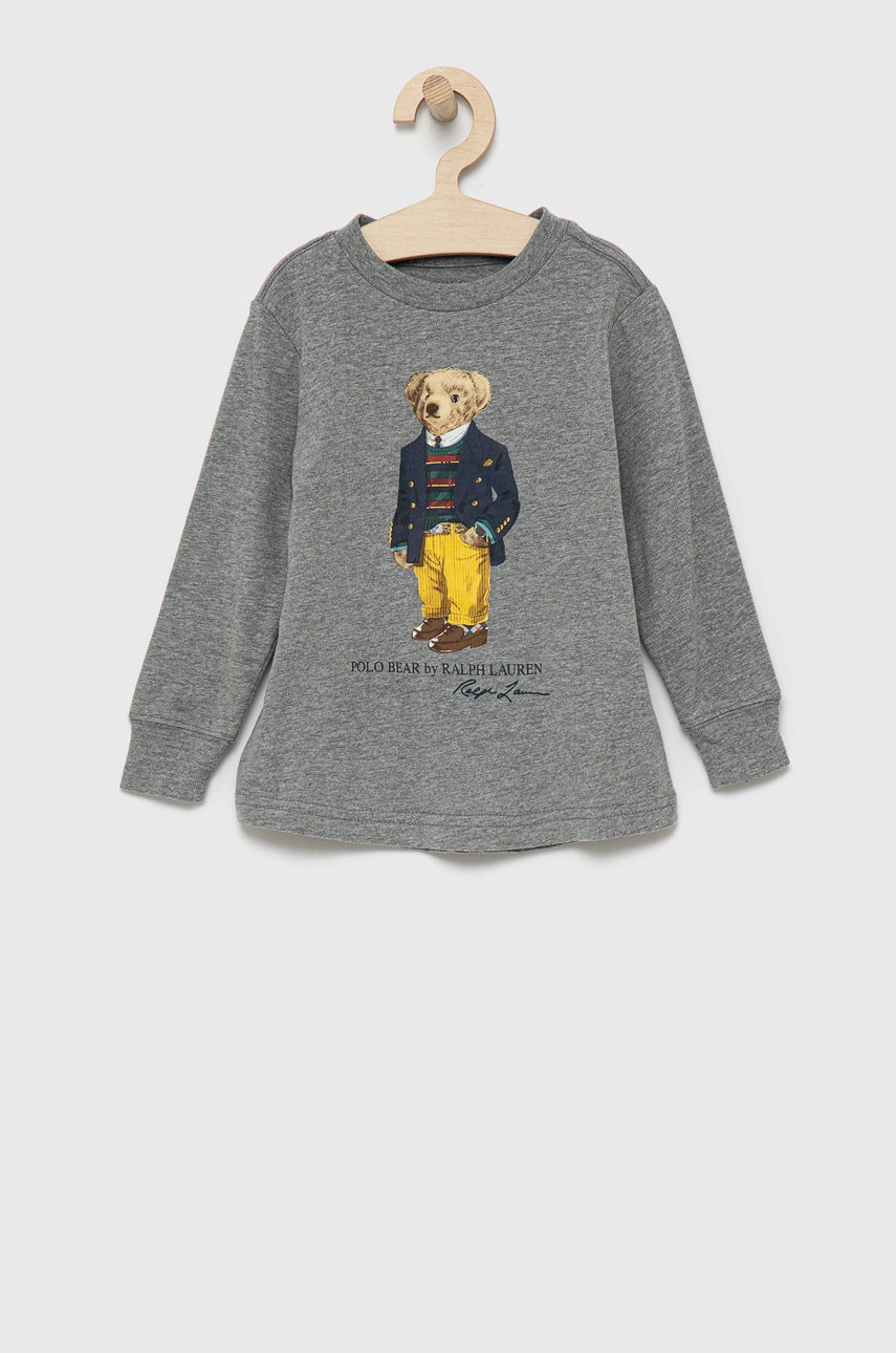 

Детска блуза с дълги ръкави Polo Ralph Lauren в сиво с принт, Сив
