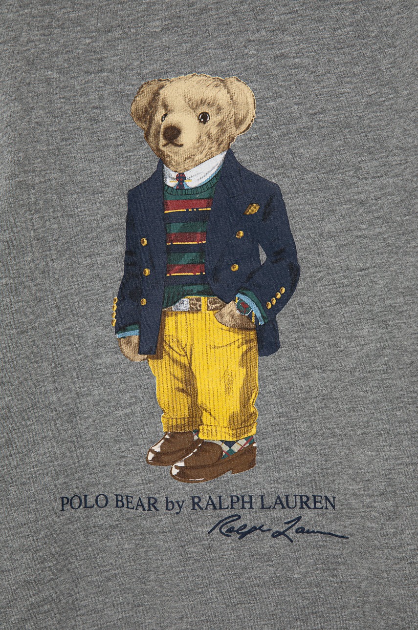 

Дитячий бавовняний лонгслів Polo Ralph Lauren колір сірий з принтом