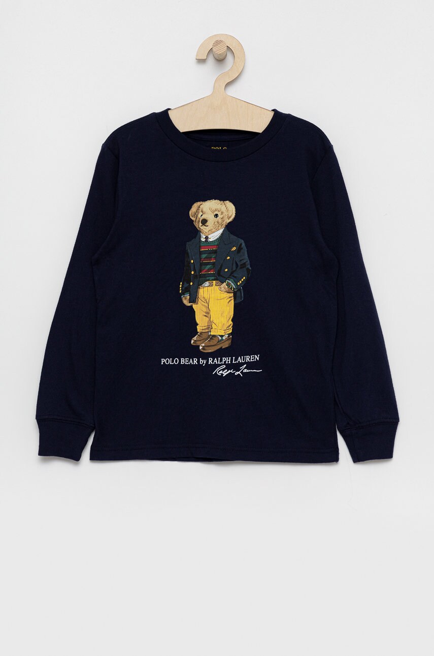 

Детска блуза с дълги ръкави Polo Ralph Lauren в тъмносиньо с принт, Тъмносин