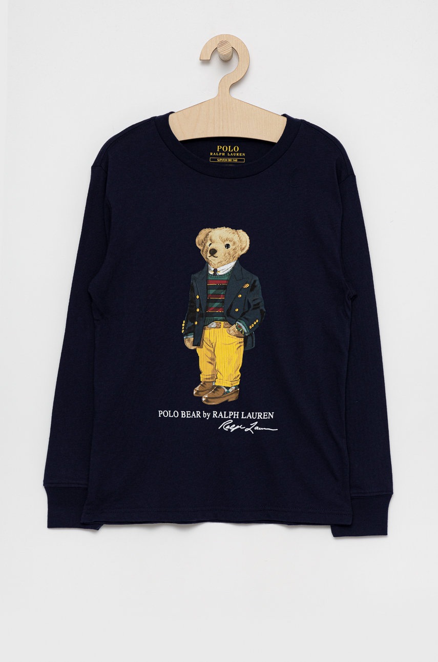 

Детска блуза с дълги ръкави Polo Ralph Lauren в тъмносиньо с принт, Тъмносин