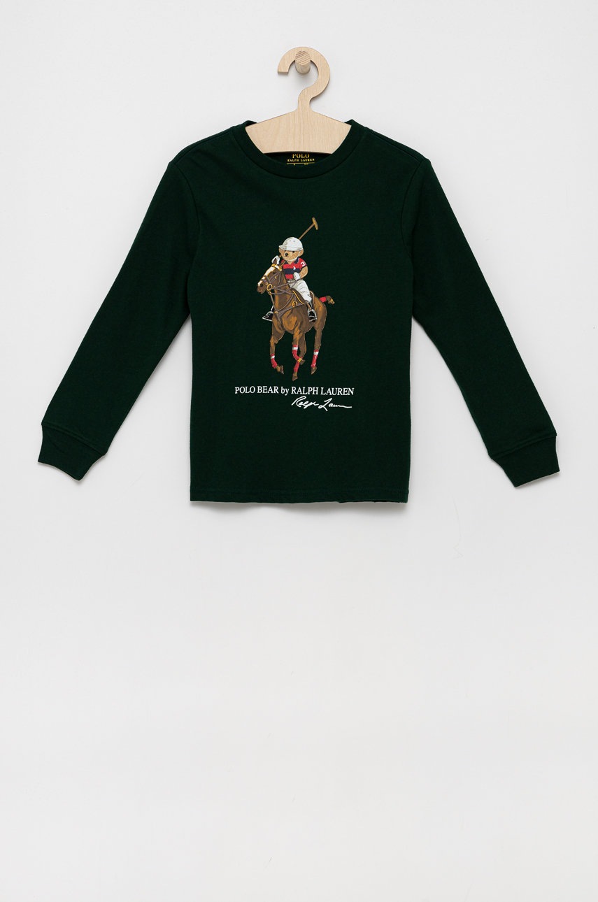 

Детска блуза с дълги ръкави Polo Ralph Lauren в зелено с принт, Зелен