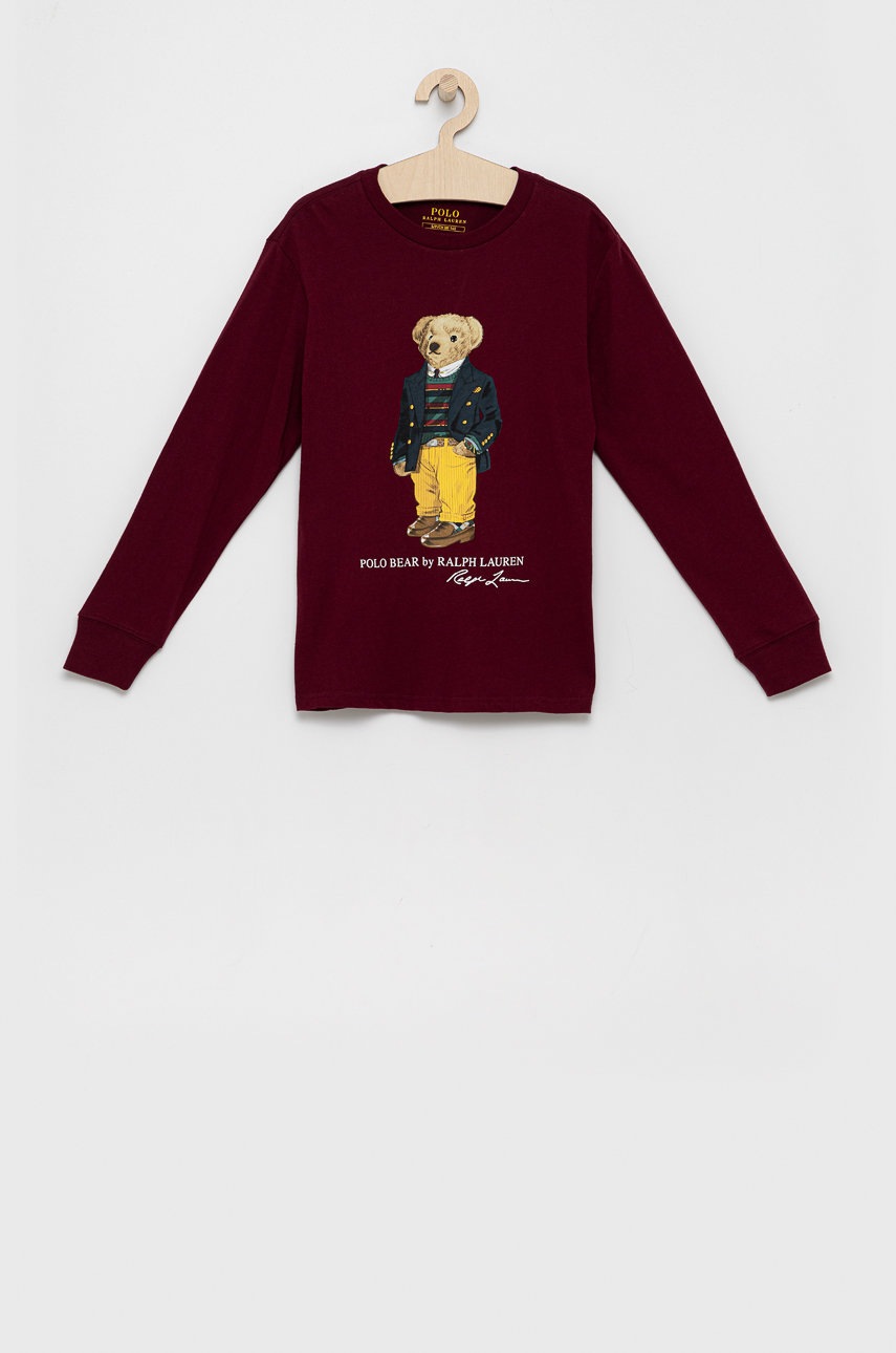 

Детска блуза с дълги ръкави Polo Ralph Lauren в бордо с принт