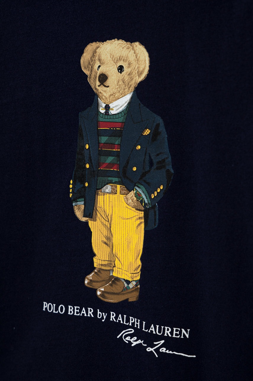 

Детская хлопковая футболка Polo Ralph Lauren цвет синий с принтом