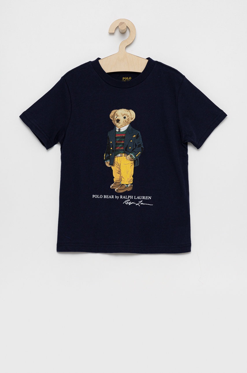

Детска памучна тениска Polo Ralph Lauren в тъмносиньо с принт, Тъмносин