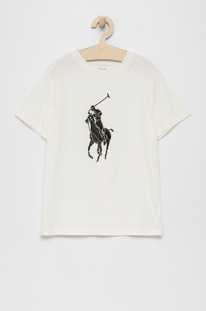

Детска памучна тениска Polo Ralph Lauren в бяло с изчистен дизайн, Бял