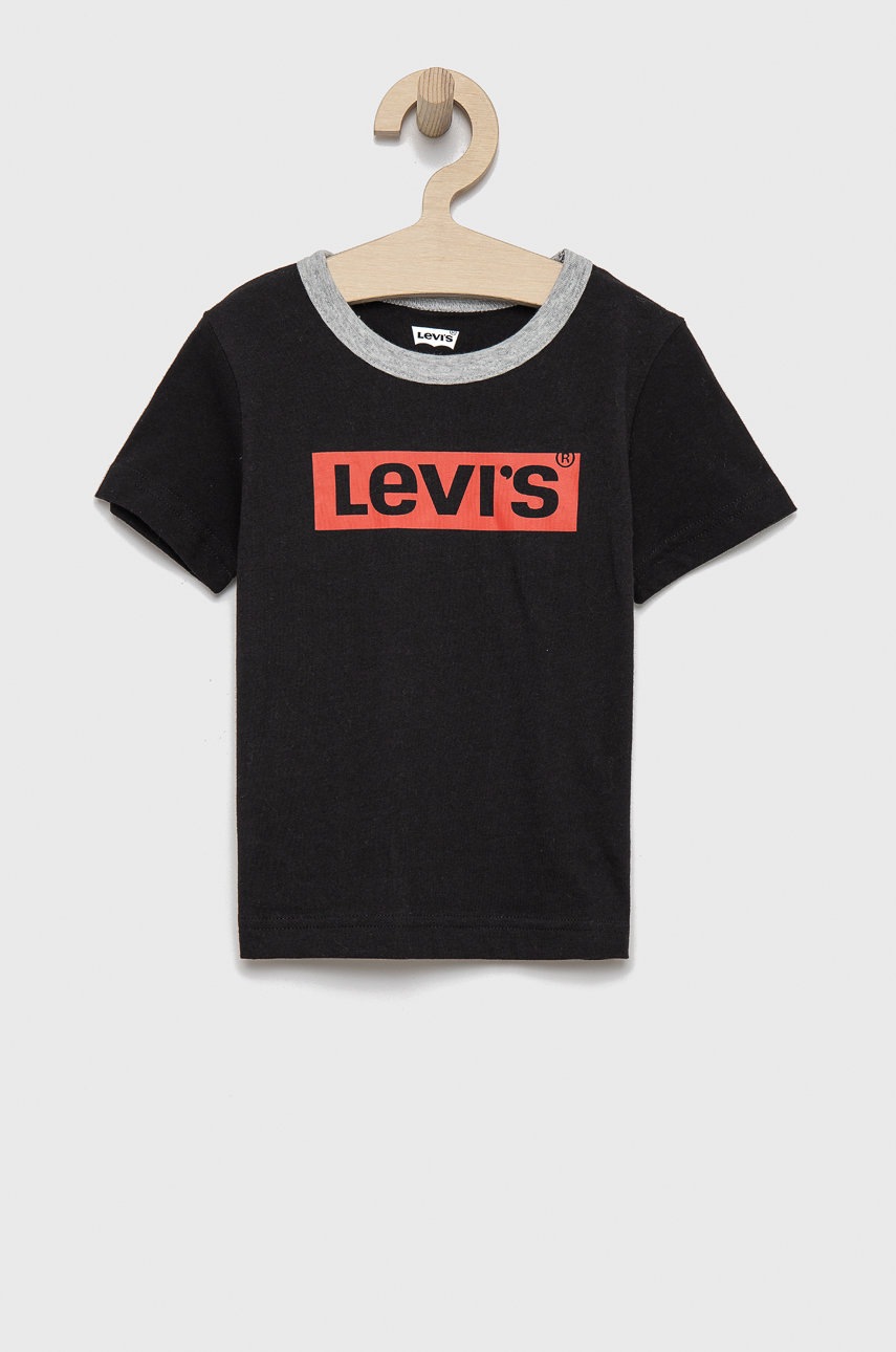 

Детска памучна тениска Levi's в черно с принт, Черен