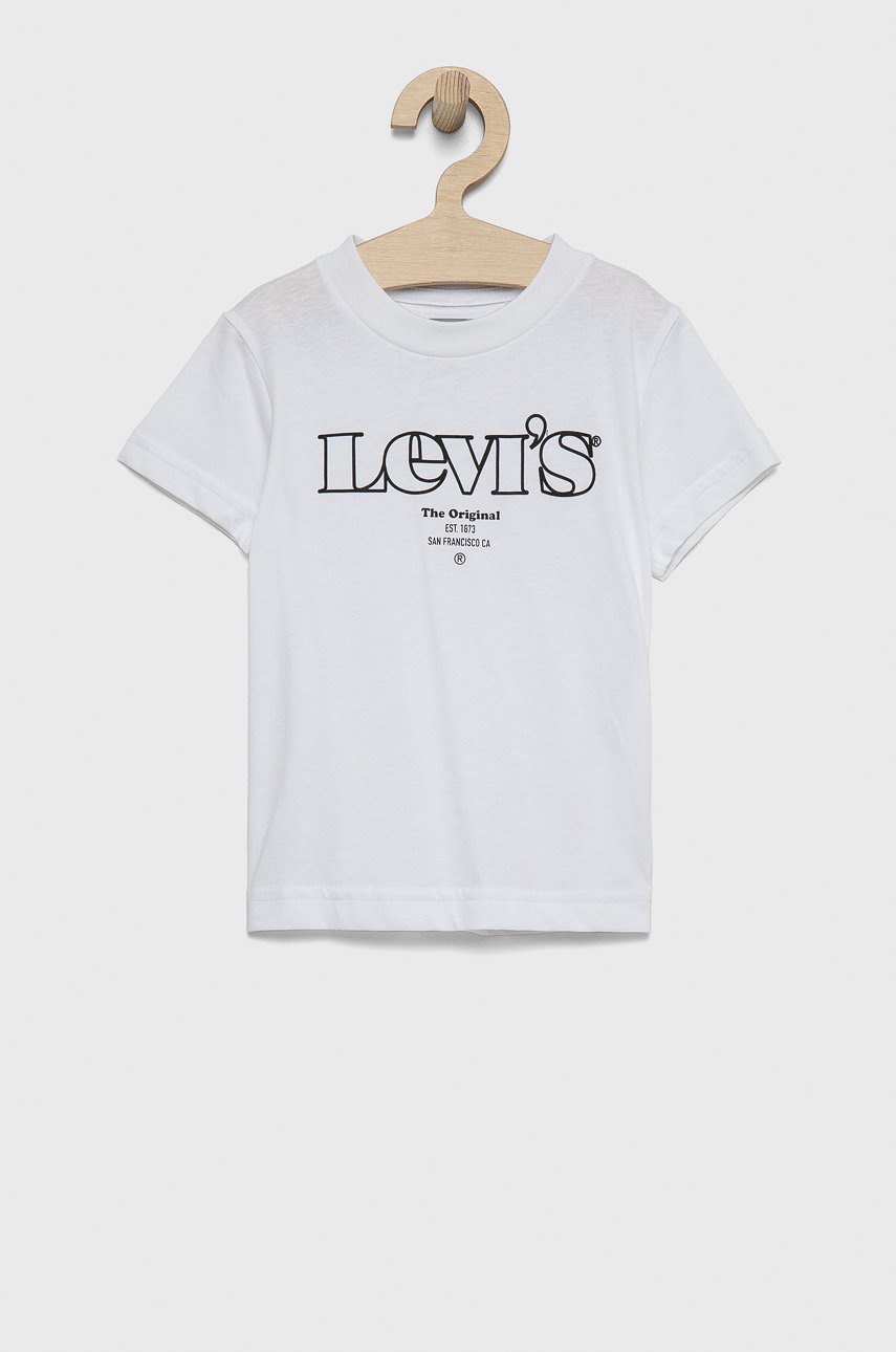 

Детска памучна тениска Levi's в бяло с принт, Бял