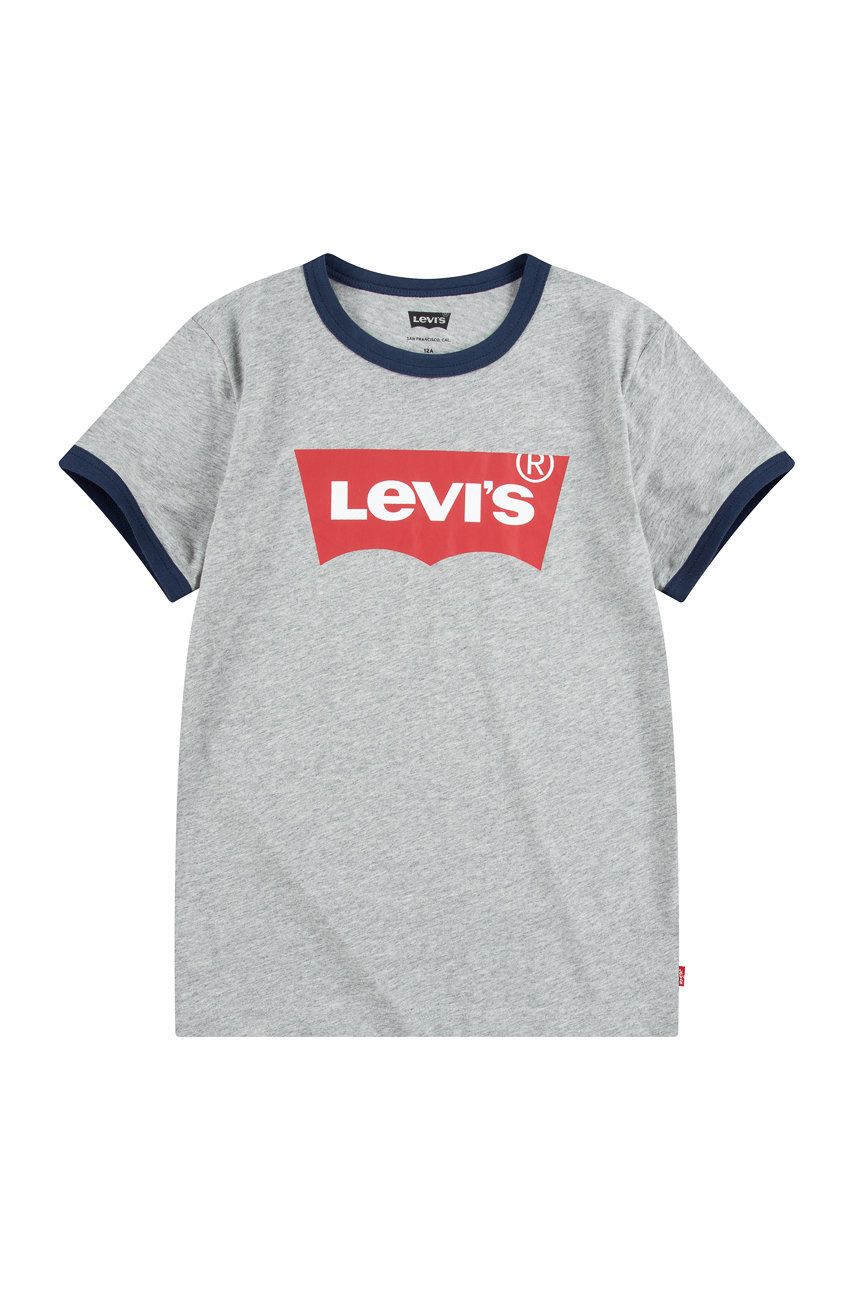Levně Dětské tričko Levi's šedá barva, s potiskem