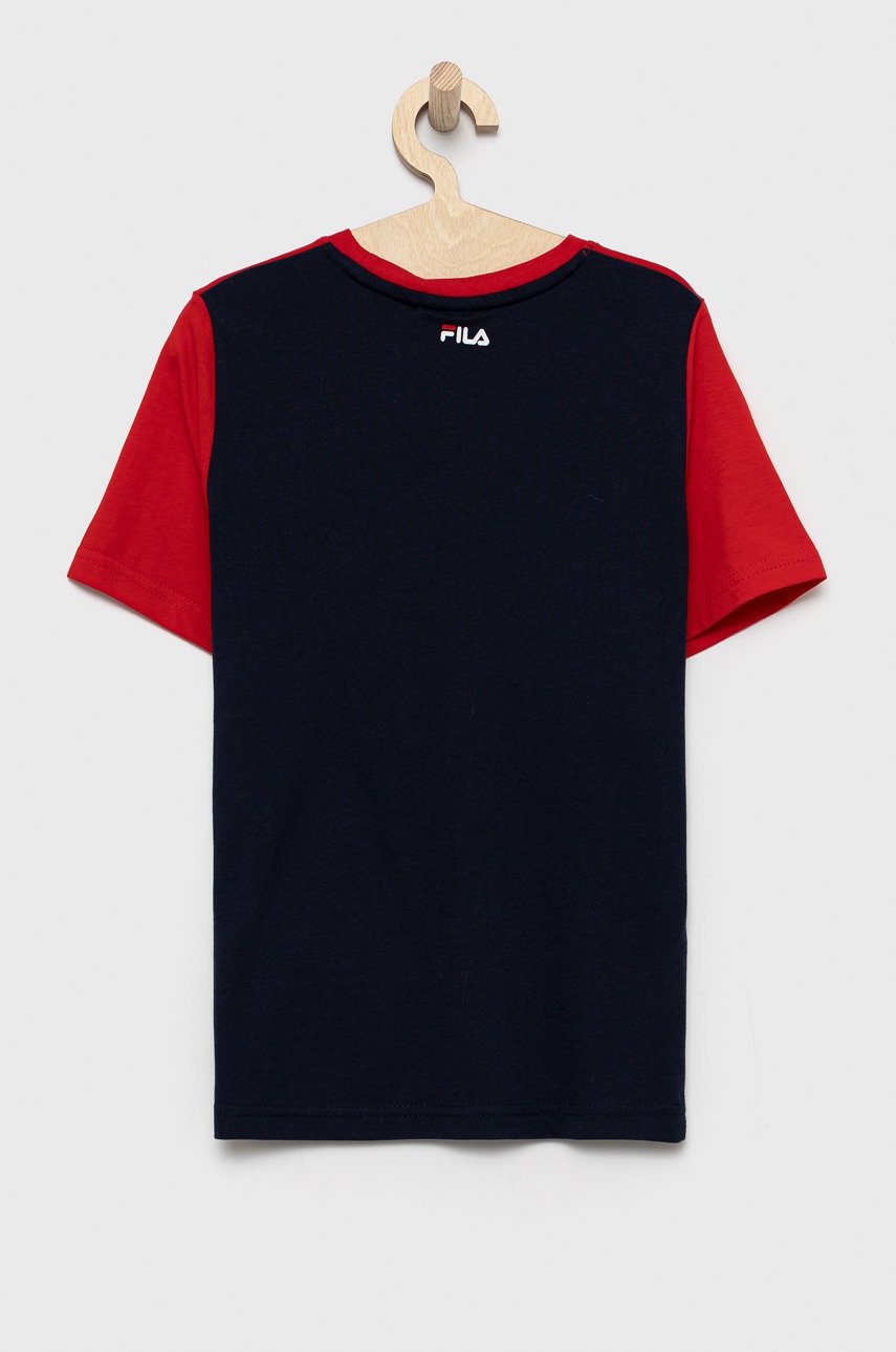 

Детская хлопковая футболка Fila цвет синий с принтом