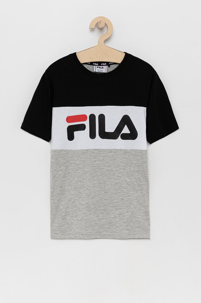 Fila T-shirt bawełniany dziecięcy kolor szary z nadrukiem