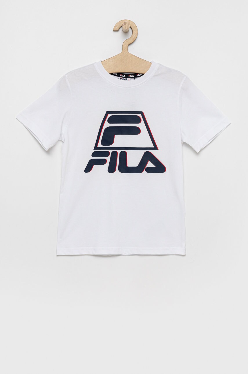 Fila tricou de bumbac pentru copii culoarea alb, cu imprimeu