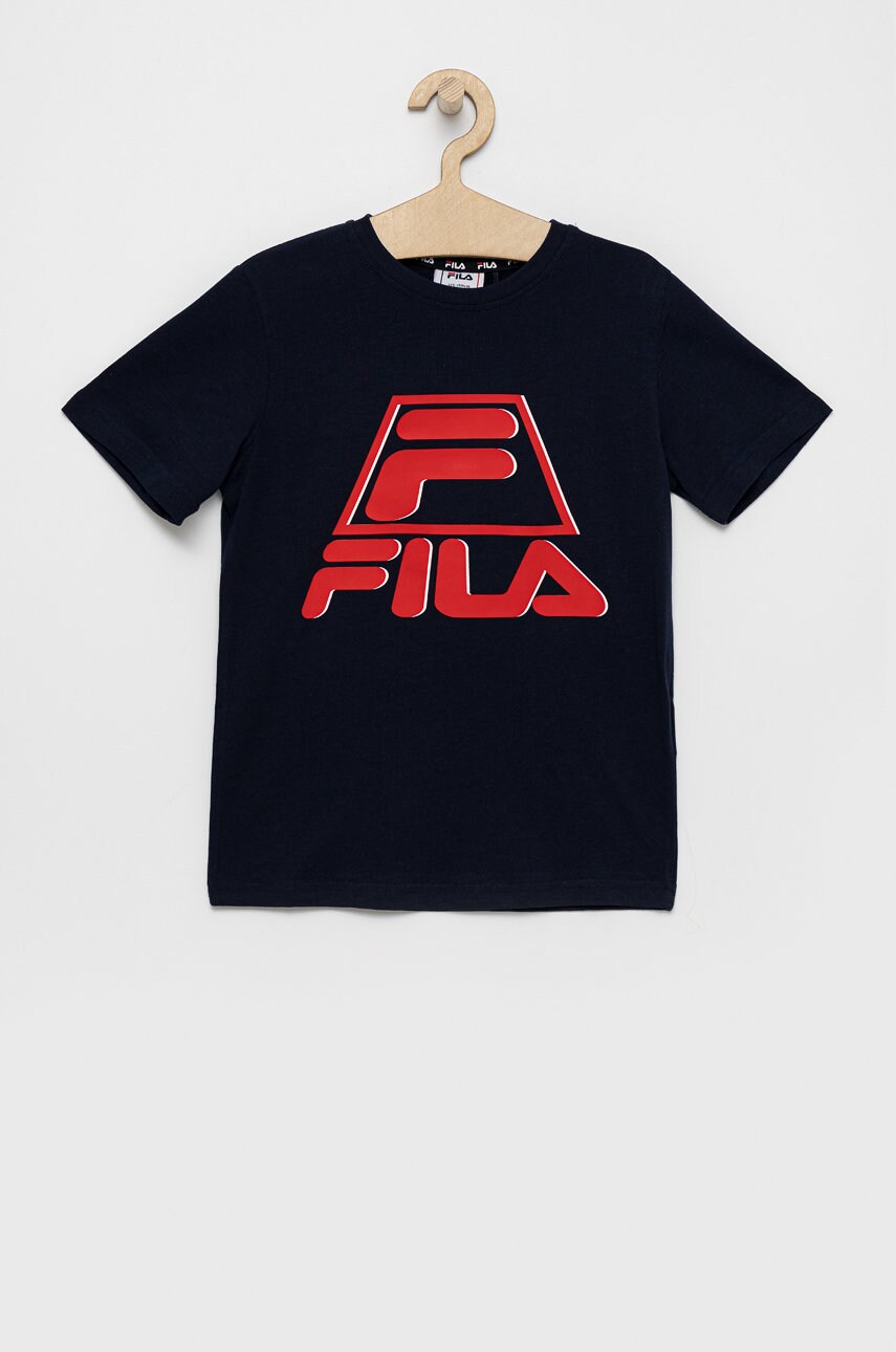 Fila tricou de bumbac pentru copii culoarea albastru marin, cu imprimeu