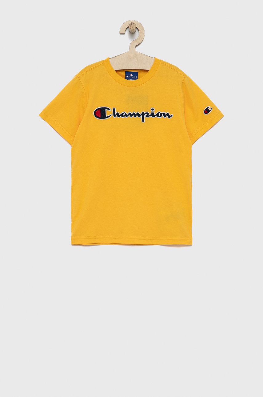 

Детска памучна тениска Champion 305770 в жълто с апликация, Жълт