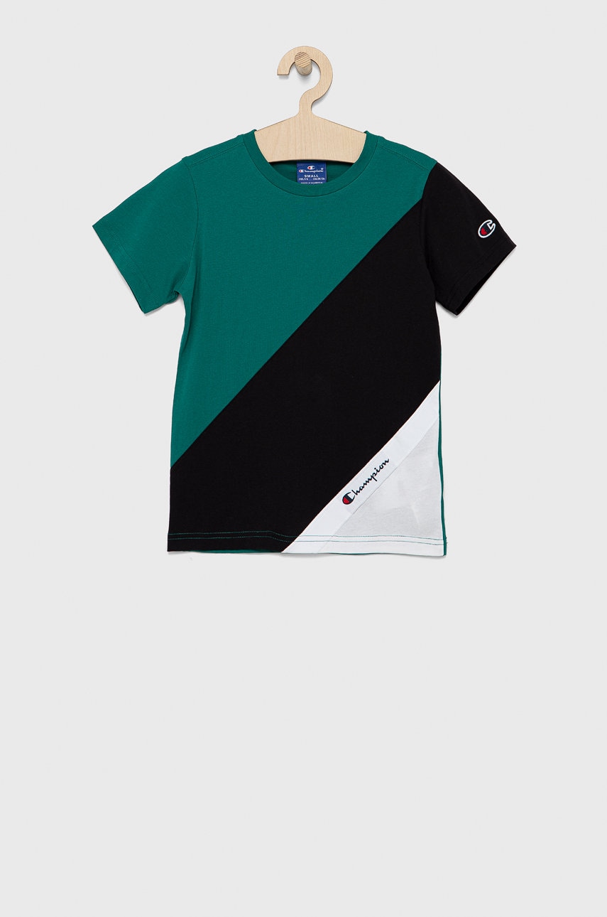 Champion tricou de bumbac pentru copii culoarea verde, modelator