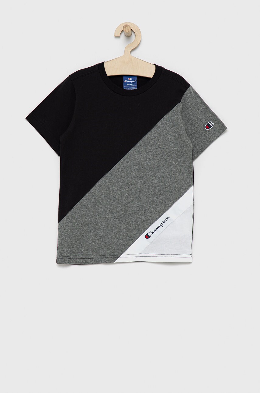 Champion tricou de bumbac pentru copii culoarea negru, modelator