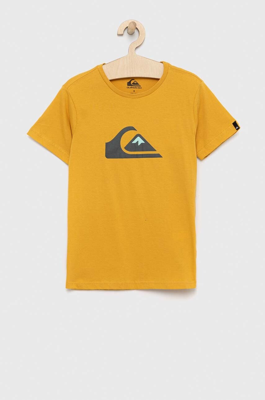 

Детска памучна тениска Quiksilver в зелено с принт, Зелен