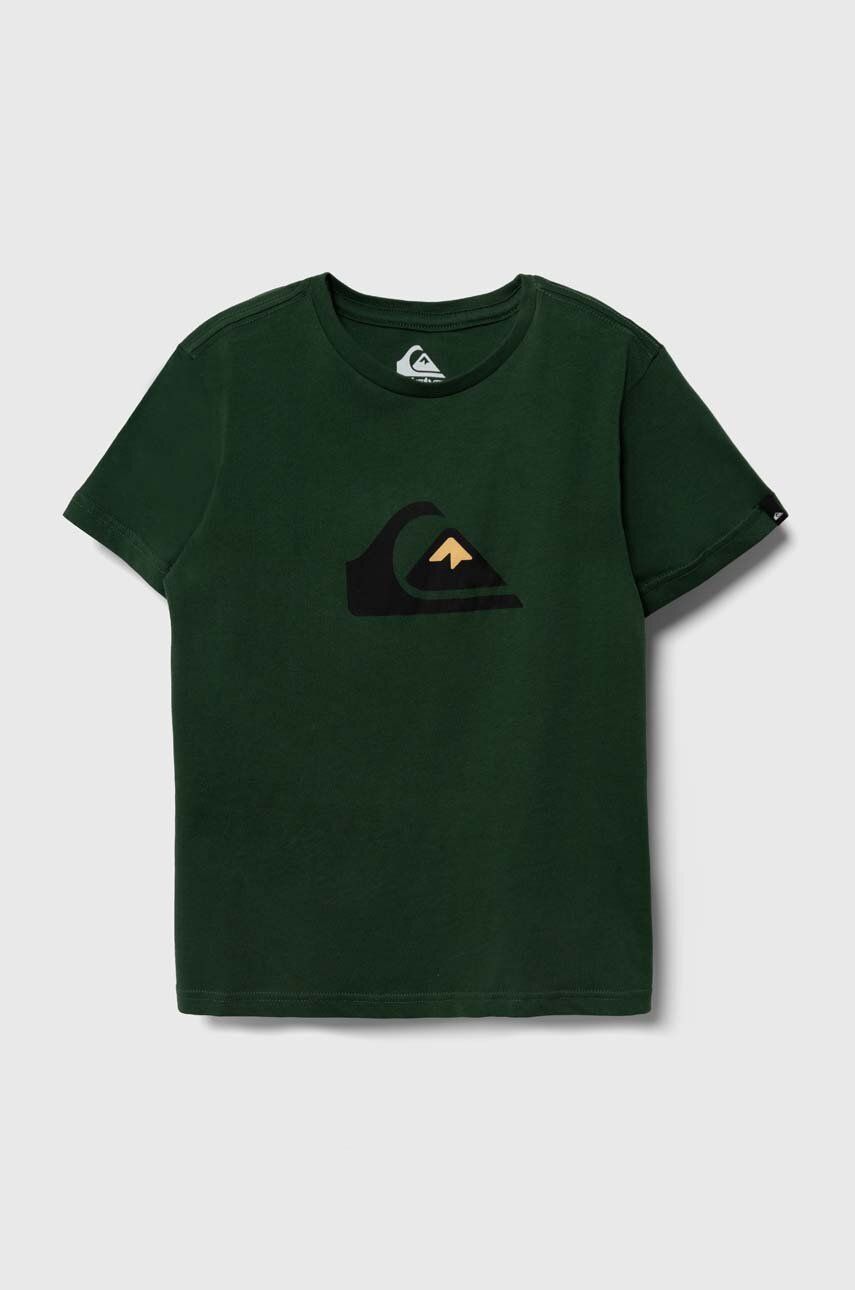 Quiksilver tricou de bumbac pentru copii culoarea verde, cu imprimeu