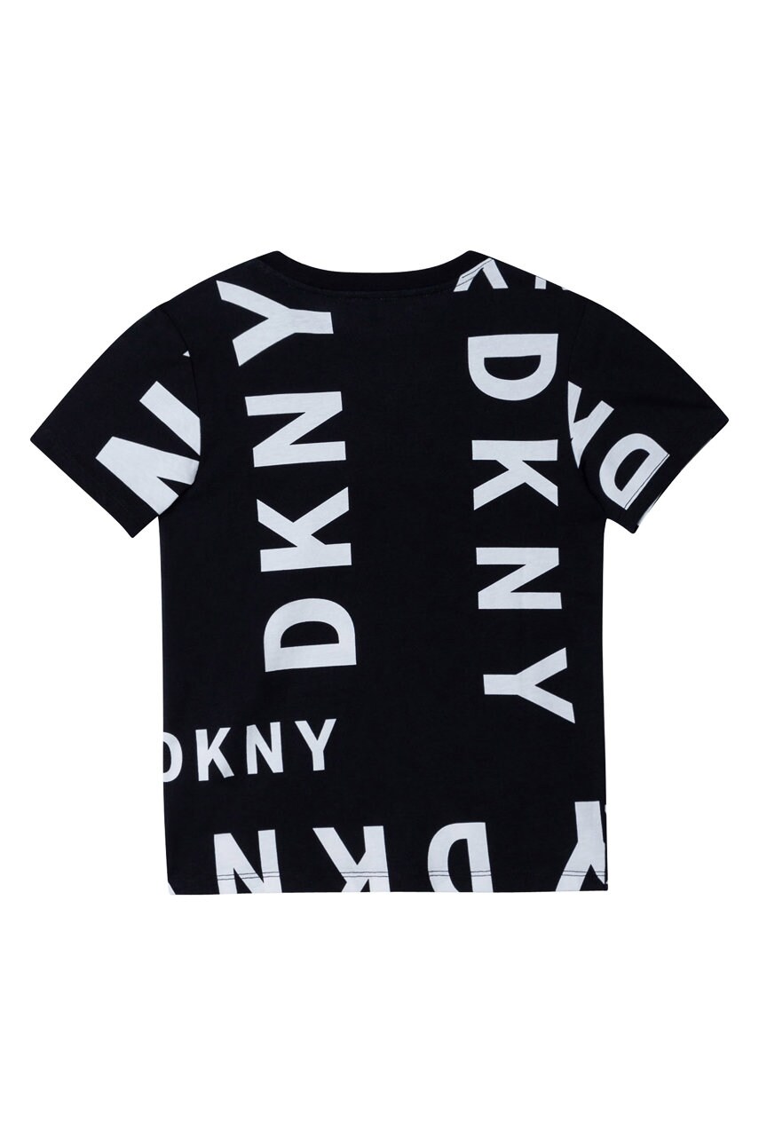 

Дитяча бавовняна футболка Dkny колір чорний візерунок