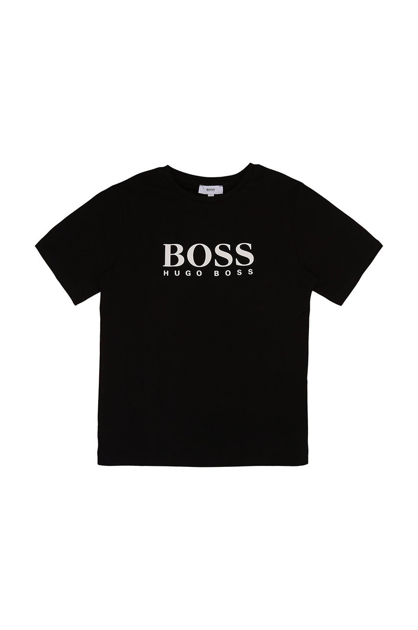 

Детска памучна тениска Boss в черно с принт, Черен