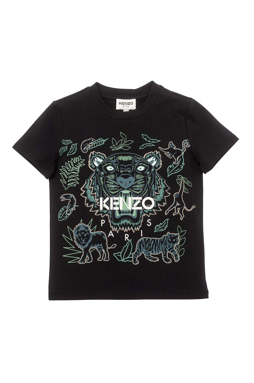 Kenzo Kids T-shirt bawełniany dziecięcy kolor czarny z nadrukiem