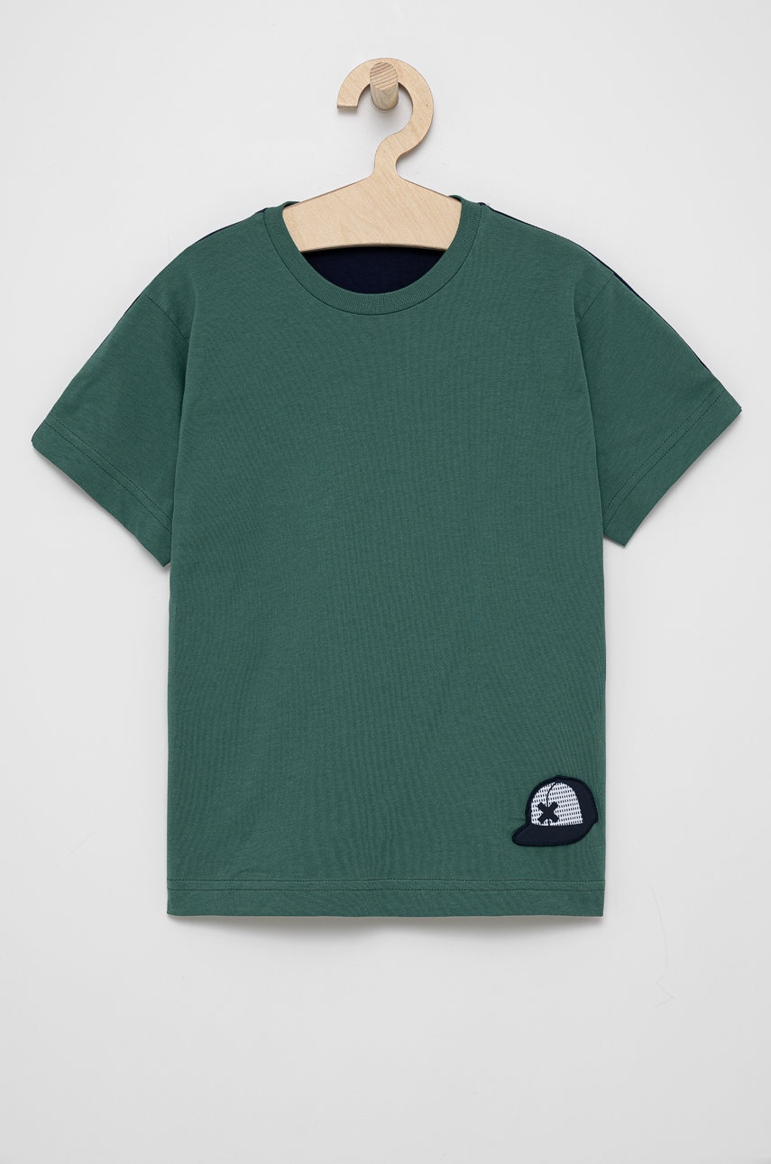 United Colors Of Benetton tricou de bumbac pentru copii culoarea verde, cu imprimeu